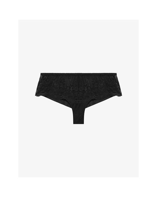 Simone Perele Black Intrigue Low-Rise Lace Boyshort Briefs