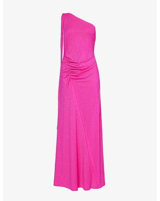 Amy Lynn Pink Rhinestone-embellished Stretch-woven Maxi Dress