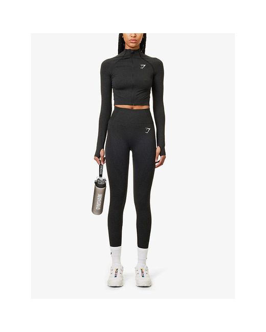 GYMSHARK Black Vital 2.0 Logo-Print Stretch-Jersey Leggings