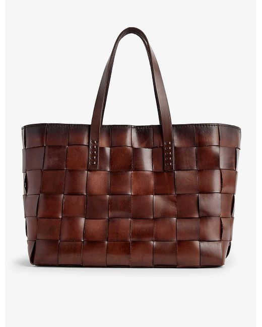 Dragon Diffusion Brown Japan Woven-leather Top-handle Tote Bag