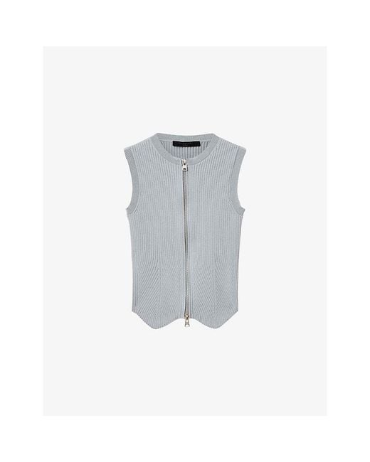 AllSaints Gray Cruz Zip-Up Knitted Waistcoat