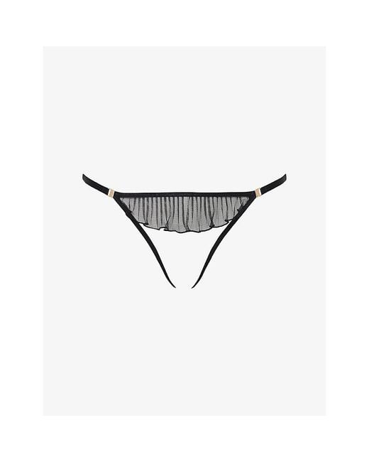 Bluebella White Matisse Open Ruffled Mesh Briefs