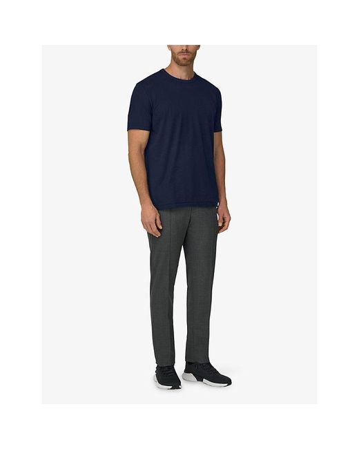 Boggi Blue Crewneck Short-Sleeve Stretch Cotton-Blend T-Shirt for men