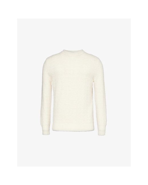 Givenchy White Monogram-pattern Crewneck Wool-knit Jumper for men