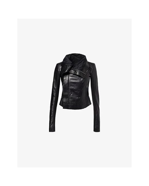 Rick Owens Black Classic Biker Slim-Fit Leather Jacket