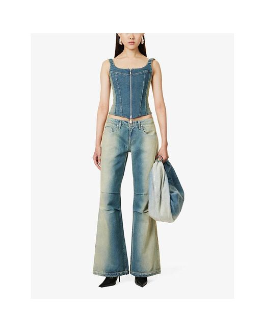 EB DENIM Blue Loon Faded-wash Wide-leg Low-rise Jeans