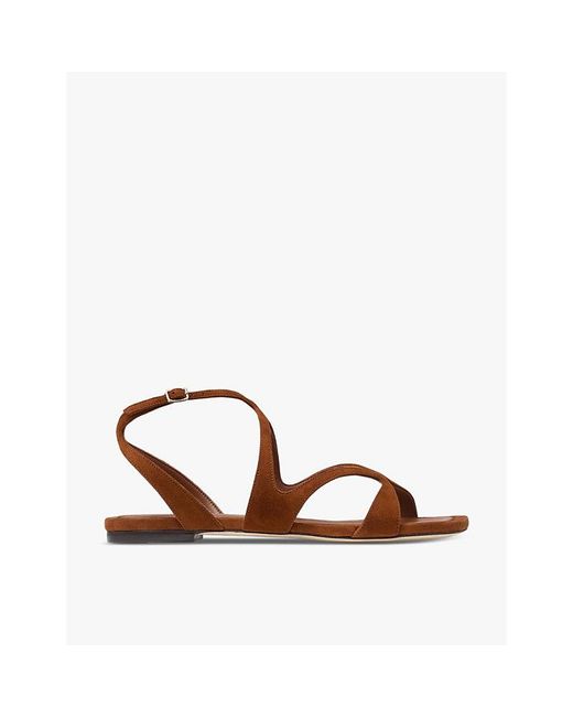Jimmy Choo Brown Ayla Suede Flat Sandals