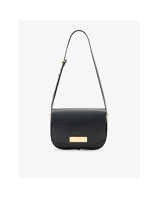AllSaints Black Etta Leather Satchel Cross-Body Bag
