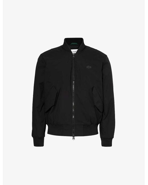 Lacoste Black Brand-patch Padded Relaxed-fit Shell Bomber Jacket for men