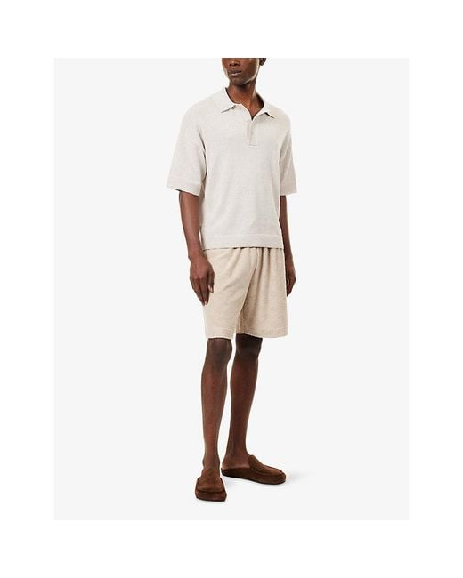 The Couture Club White Fine-Gauge Knitted Polo Shirt for men