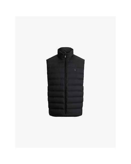 Polo Ralph Lauren Black Embroidered-Logo Insulated Shell Gilet for men