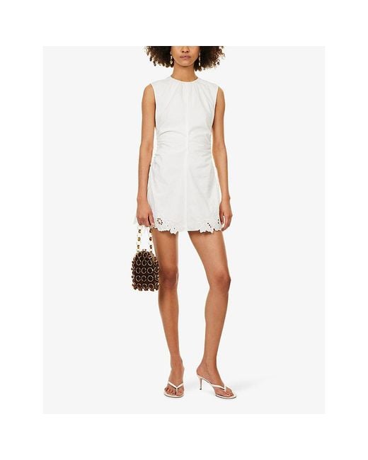Sir White Klara Ruched Cotton Mini Dress