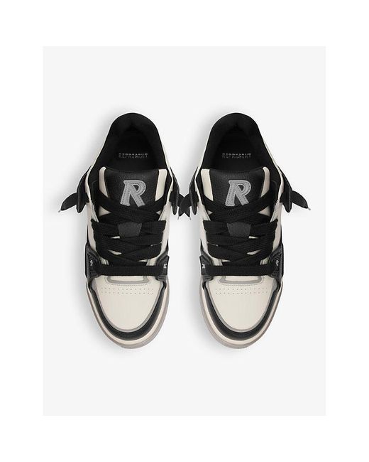 Represent Black Studio Panelled Leather Mid-top Trainers for men