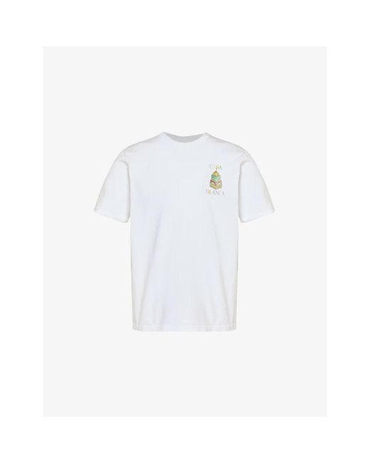 Casablancabrand White Graphic-print Short-sleeve Organic Cotton-jersey T-shirt for men