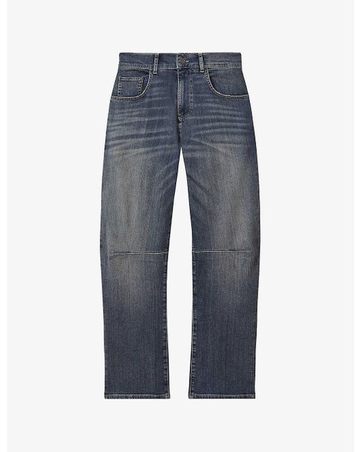 Reiss Blue Mahni Barrel-leg Mid-rise Denim Jeans