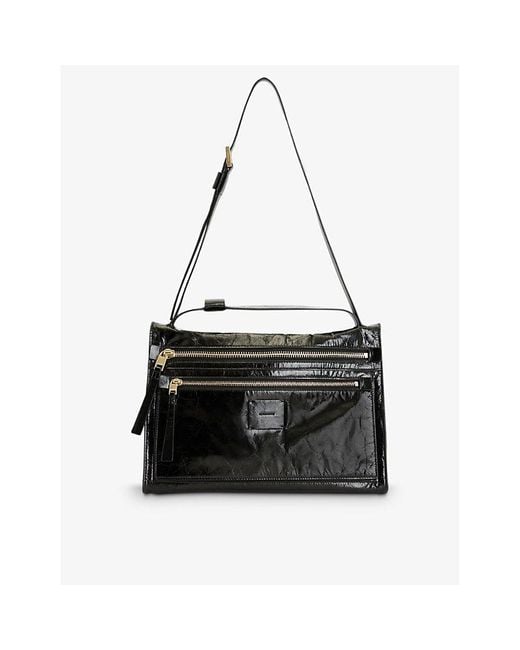 AllSaints Black Renee Leather Shoulder Bag