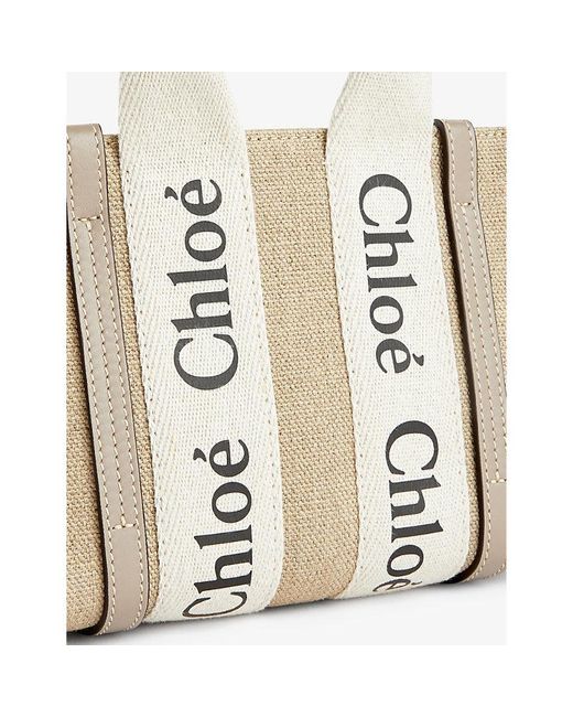 Chloé Metallic Woody Mini Linen Tote Bag