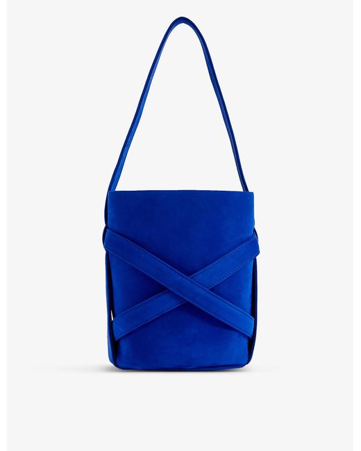 The Row Leo Mini Suede Bucket Bag in Blue | Lyst Canada