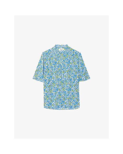 Zadig & Voltaire Blue Topher Floral-Print Woven Blouse