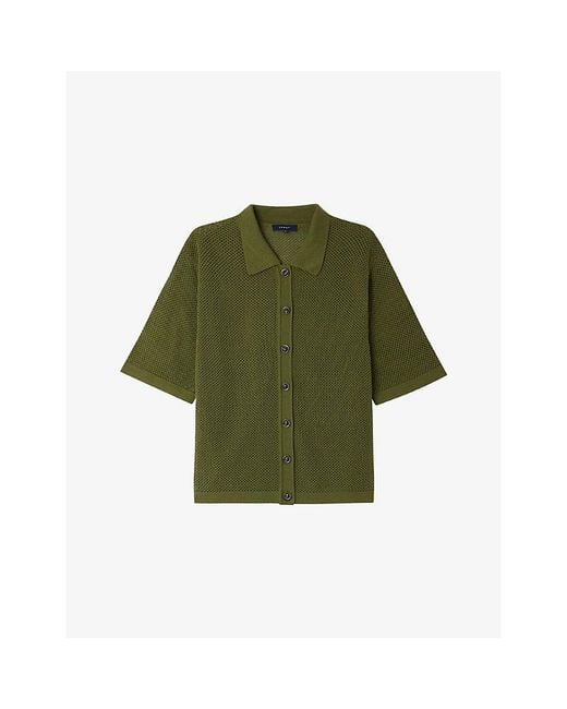 Soeur Green Davon Knitted Merino-Wool Top