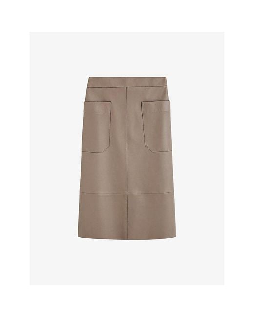 Joseph Brown Blomfield Side-Pocket Leather Midi Skirt