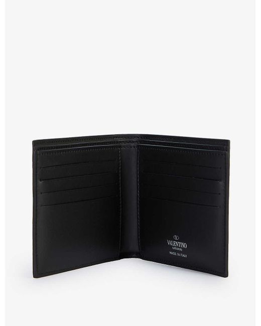 Valentino Garavani Vltn-print Leather Bifold Wallet in Black for Men - Lyst