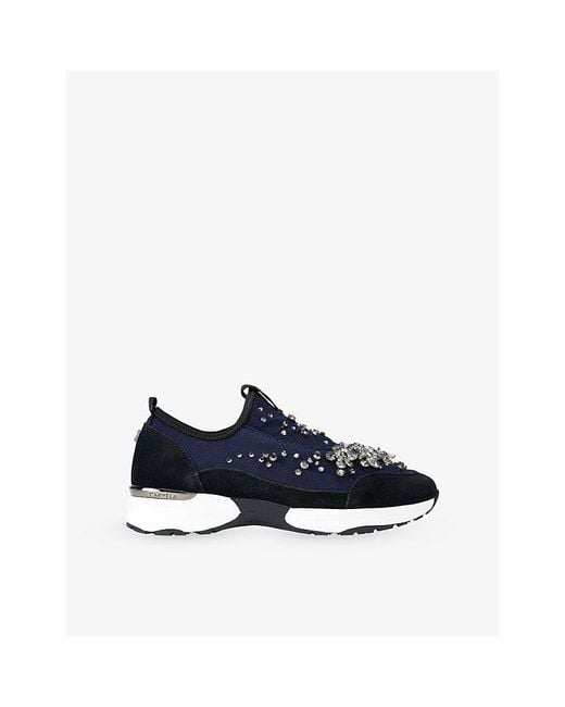 Carvela Kurt Geiger Blue Tempo Jewel Slip-On Woven Trainers