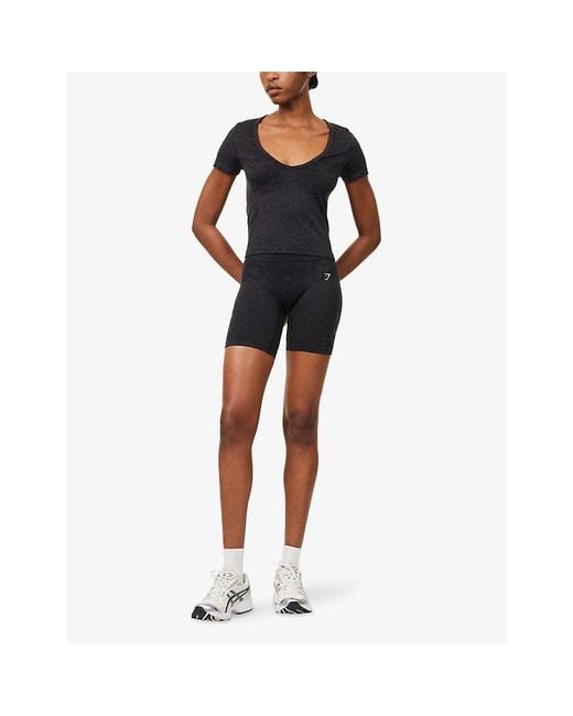 GYMSHARK Black Adapt Animal-Print Short-Sleeve Stretch-Woven Top