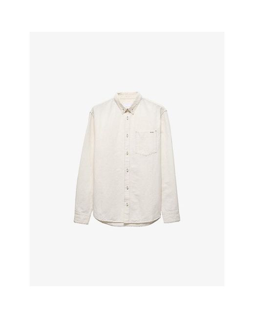 Prada White Chambray Cotton-Linen Shirt for men