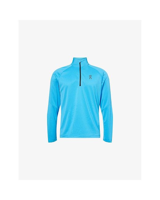 On Shoes Blue Funnel-Neck Climate Woven Top for men