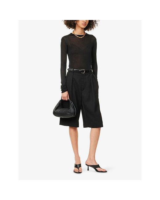 Frankie Shop Black Kazel Woven Knitted Top