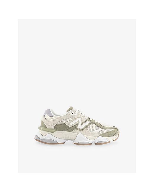 New Balance White 9060 Suede And Mesh Trainers