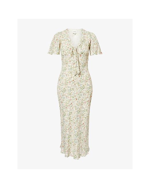 Reformation White Tyra Floral Woven Midi Dress