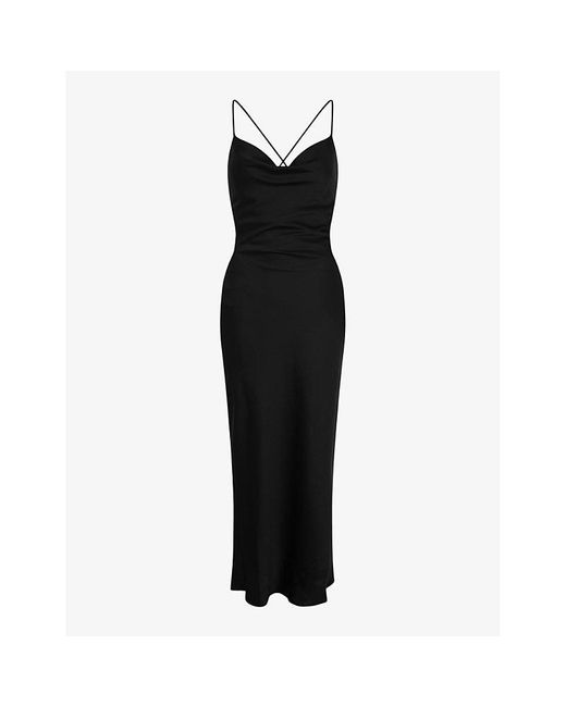 OMNES Black Ginny Cowl-Neck Woven Maxi Dress