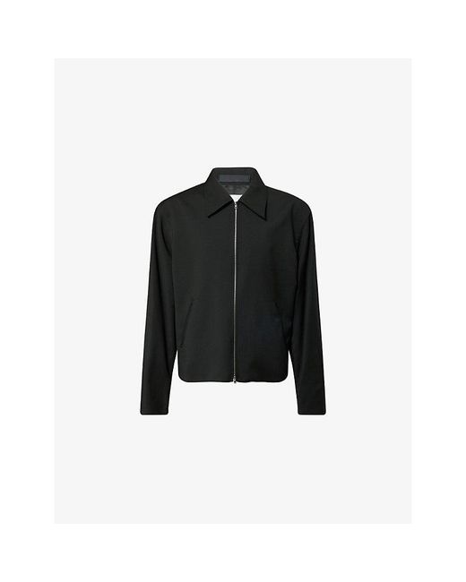Our Legacy Black Collared Zip-Up Wool Jacket for men