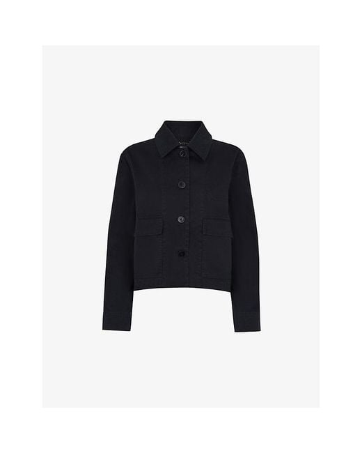 Whistles Black Marie Relaxed-Fit Cotton Jacket