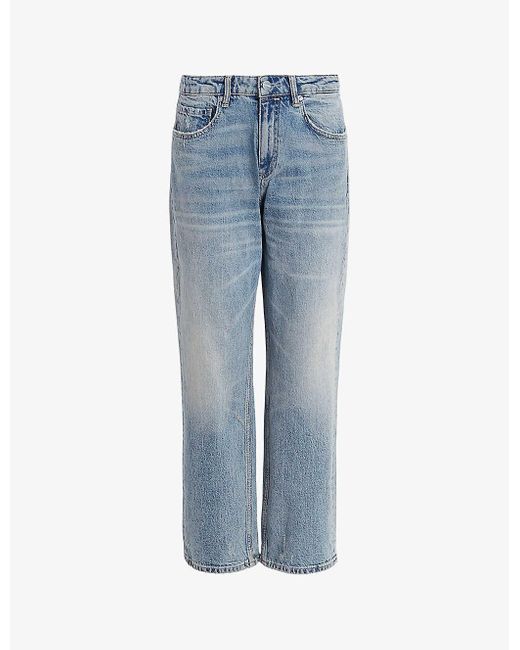 AllSaints Blue Ida Straight-leg Mid-rise Stretch Organic-cotton Jeans