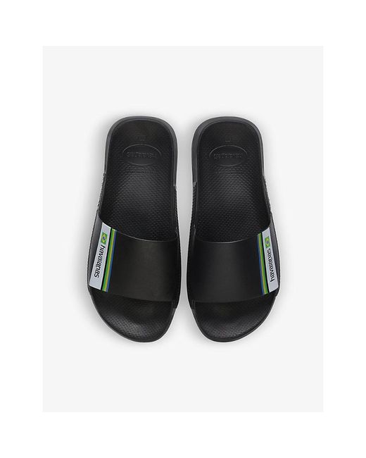 Havaianas Black Brazil Logo-Print Rubber Sandals
