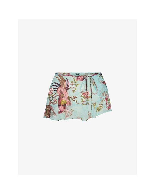 Skims White X Cavalli Graphic-Print Stretch-Woven Mini Skirt