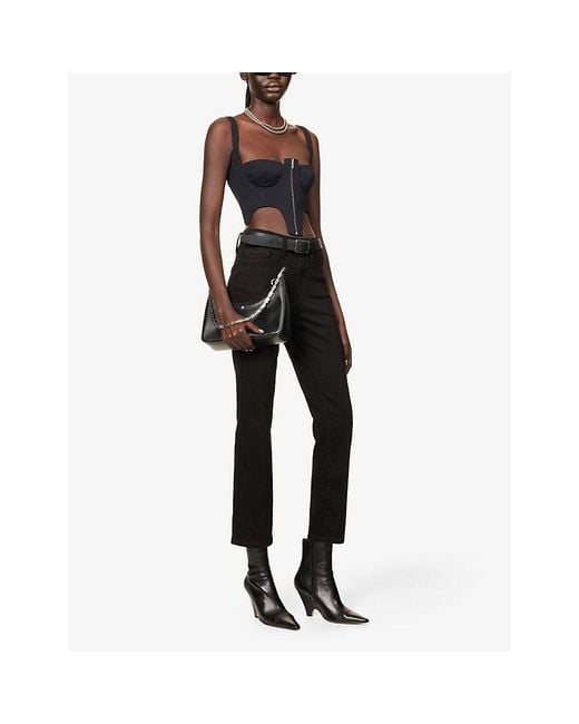 GOOD AMERICAN Black Good Curve Straight-Leg Mid-Rise Stretch-Denim Jeans