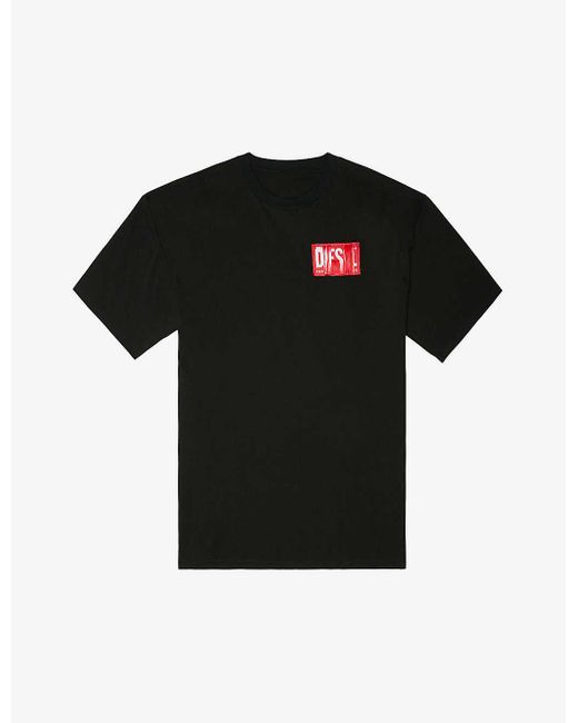 DIESEL Black T-nlabel Logo-print Cotton-jersey T-shirt for men