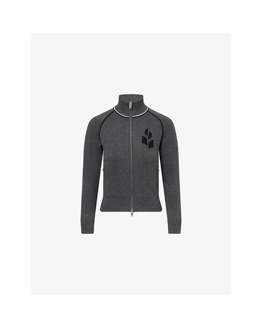 Isabel Marant Black Lanya Intarsia-Logo Knit Cardigan