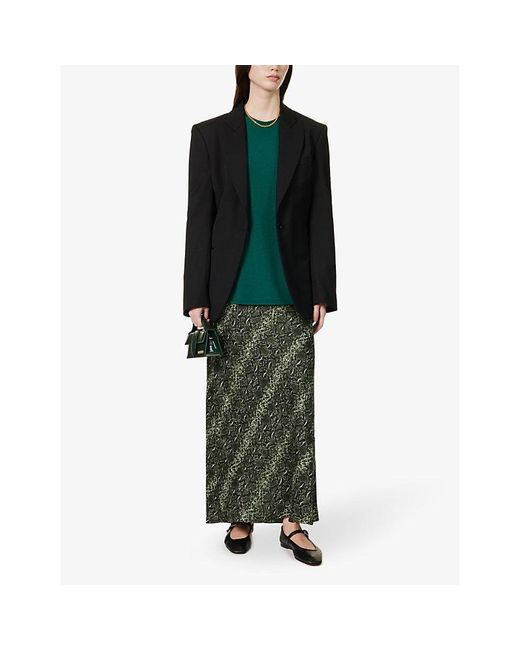 FAVORITE DAUGHTER Green The Favorite Snake-pattern Woven Maxi Skirt