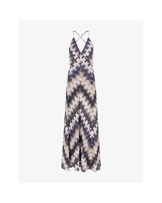 Missoni White V-Neck Raschel-Lace Knitted Maxi Dress