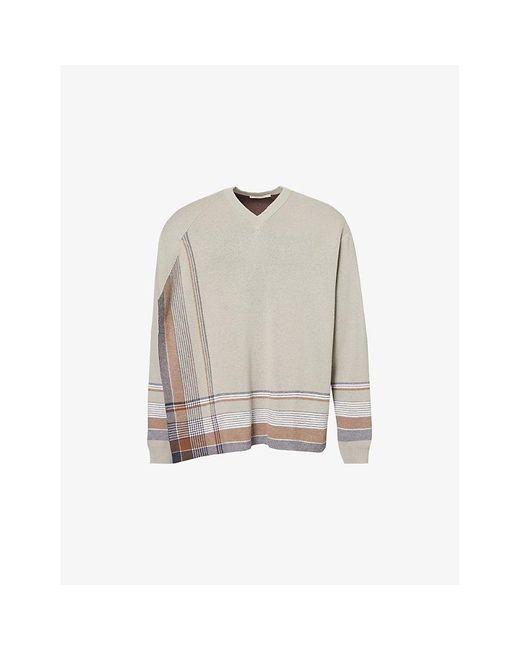 Craig Green Gray Handkerchief V-Neck Cotton Jumper for men