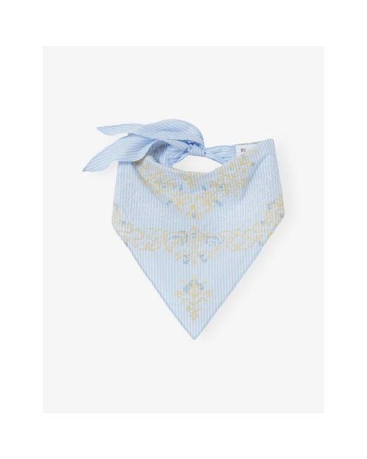 Claudie Pierlot Blue Striped Embroidered Cotton Bandana