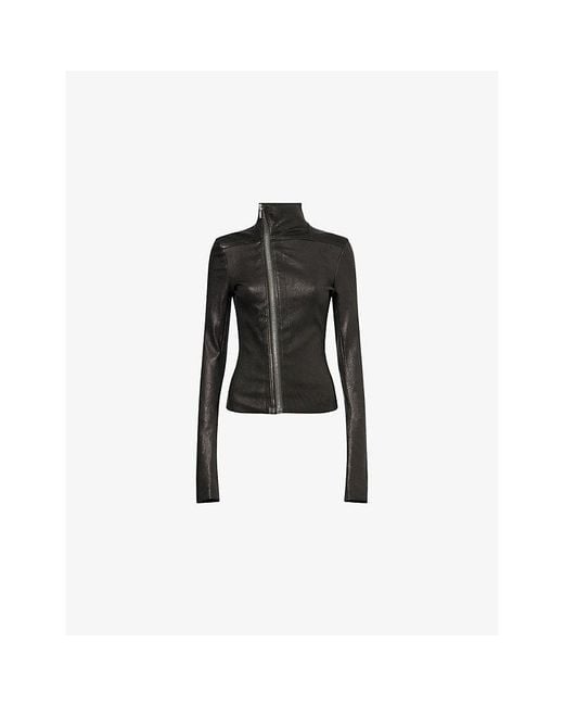 Rick Owens Black Gary Asymmetrical-Zip Leather Jacket