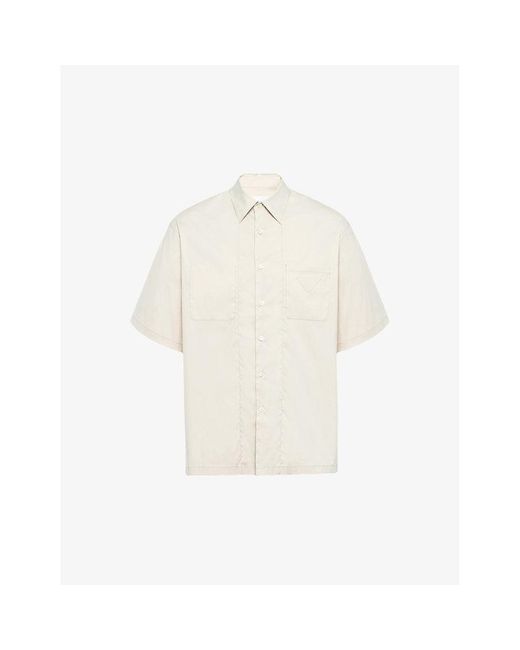 Prada White Logo-embellished Oversized-fit Stretch-cotton Shirt for men