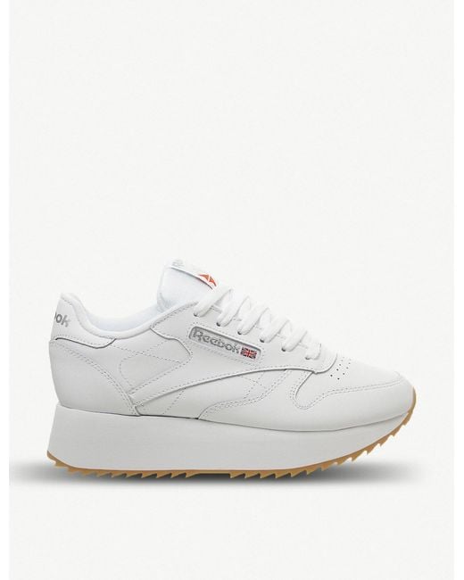 Reebok Classic Leather Double Platform Leather Trainers in White | Lyst