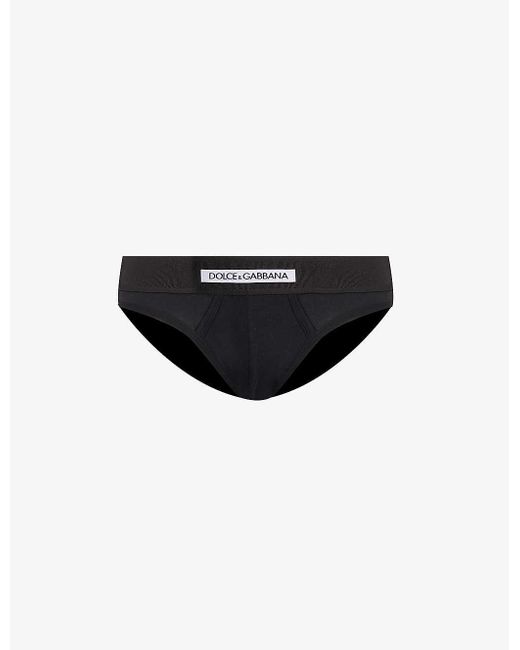 Dolce & Gabbana Black Branded-waistband Stretch-cotton Briefs X for men